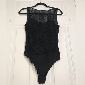 Black velvet bodysuit